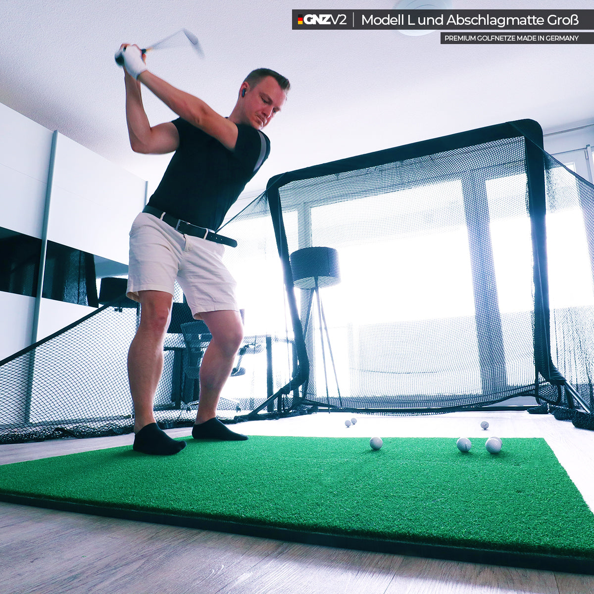 Golfnetz Driving Range L | H2,1m x B2,4m x T1,0m | Indoor & Outdoor | GNZV2