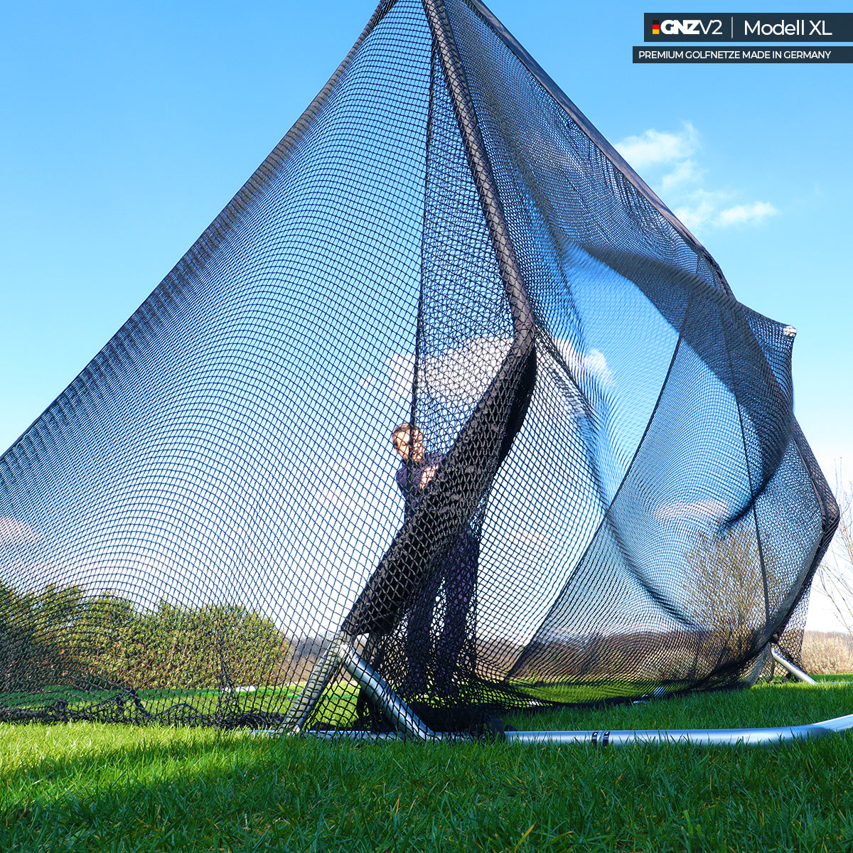 Golfnetz Driving Range XL | H2,4m x B2,5m x T1,2m | Indoor & Outdoor | Inkl. Kleine Abschlagmatte | GNZV2
