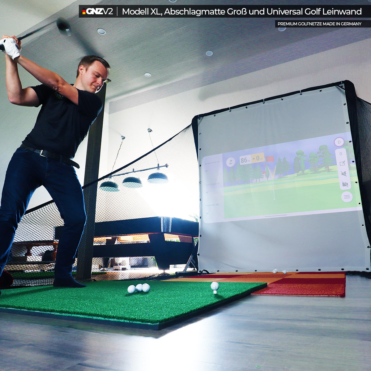 Golf Simulator XL (ohne Launch Monitor/Beamer) | Inkl. Große Abschlagmatte
