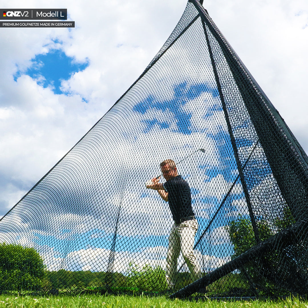 Filet de Practice de Golf GNZV2 | Modèle L | Inclus Grand Tapis de Frappe et Accessoires