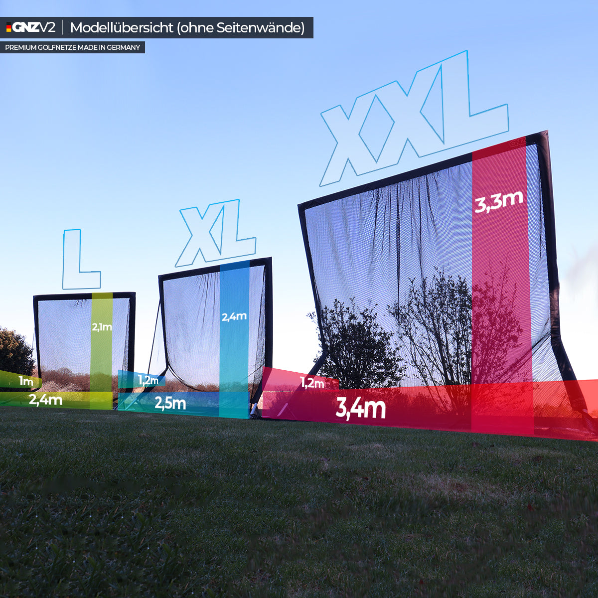 GNZV2 Golfnetz Driving Range | Modell L | Inkl. Abschlagmatte Klein und Zubehör