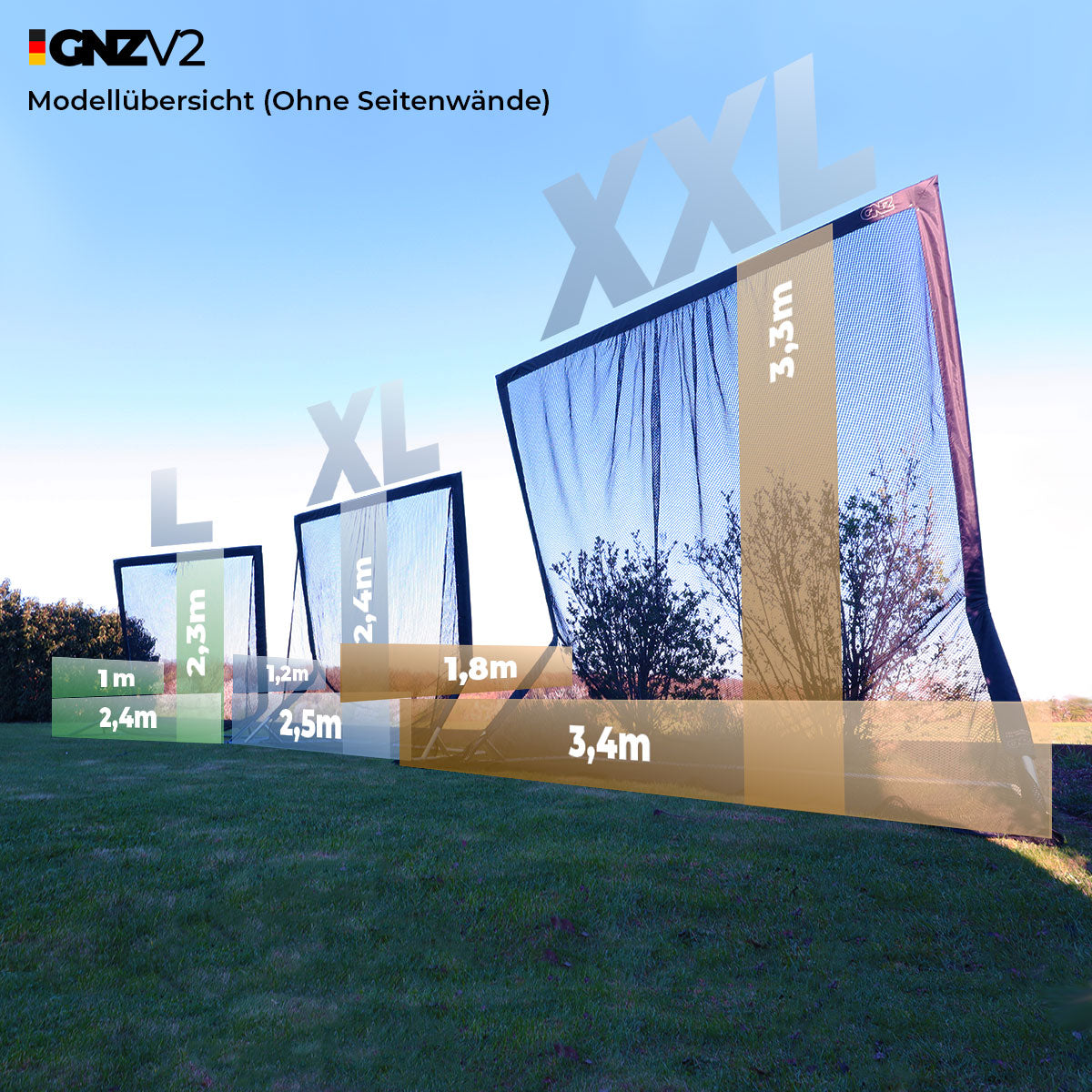 Golfnetz Driving Range L | H2,1m x B2,4m x T1,0m | Indoor & Outdoor | GNZV2
