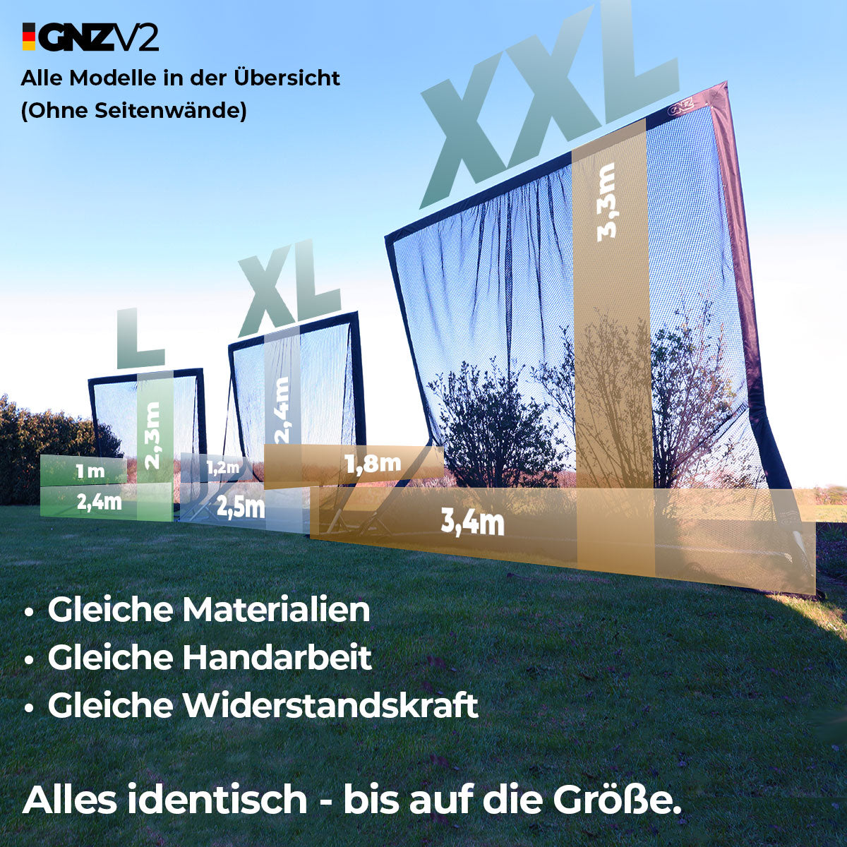 Golfnetz Driving Range L | H2,1m x B2,4m x T1,0m | Indoor & Outdoor | GNZV2