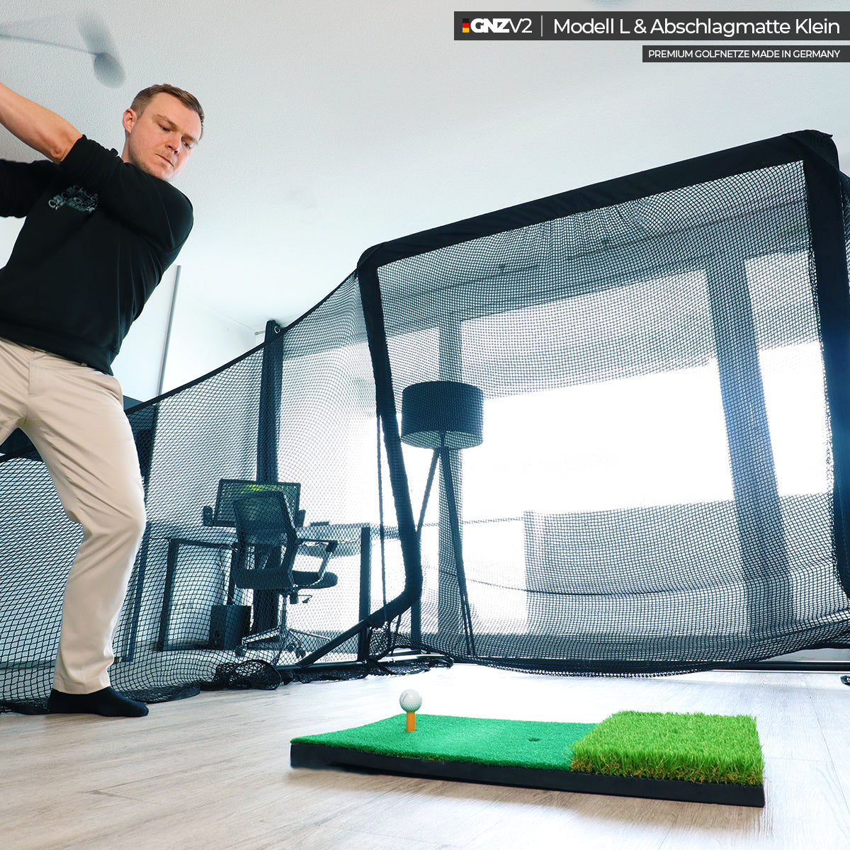 GNZV2 Golfnetz Driving Range | Modell L | Inkl. Abschlagmatte Klein und Zubehör