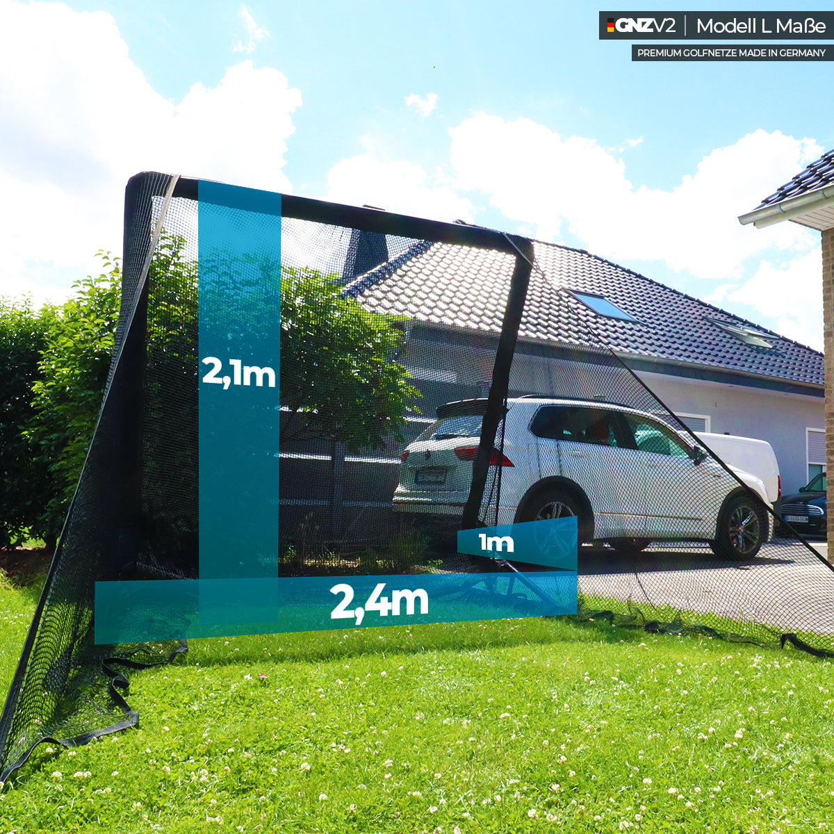 GNZV2 Golfnetz Driving Range | Modell L | Inkl. Abschlagmatte Klein und Zubehör
