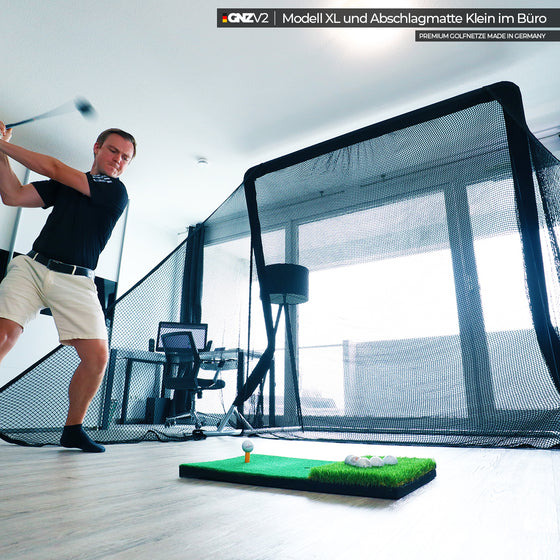 GNZV2 Golfnetz Driving Range | Modell XL | Inkl. Abschlagmatte Klein und Zubehör
