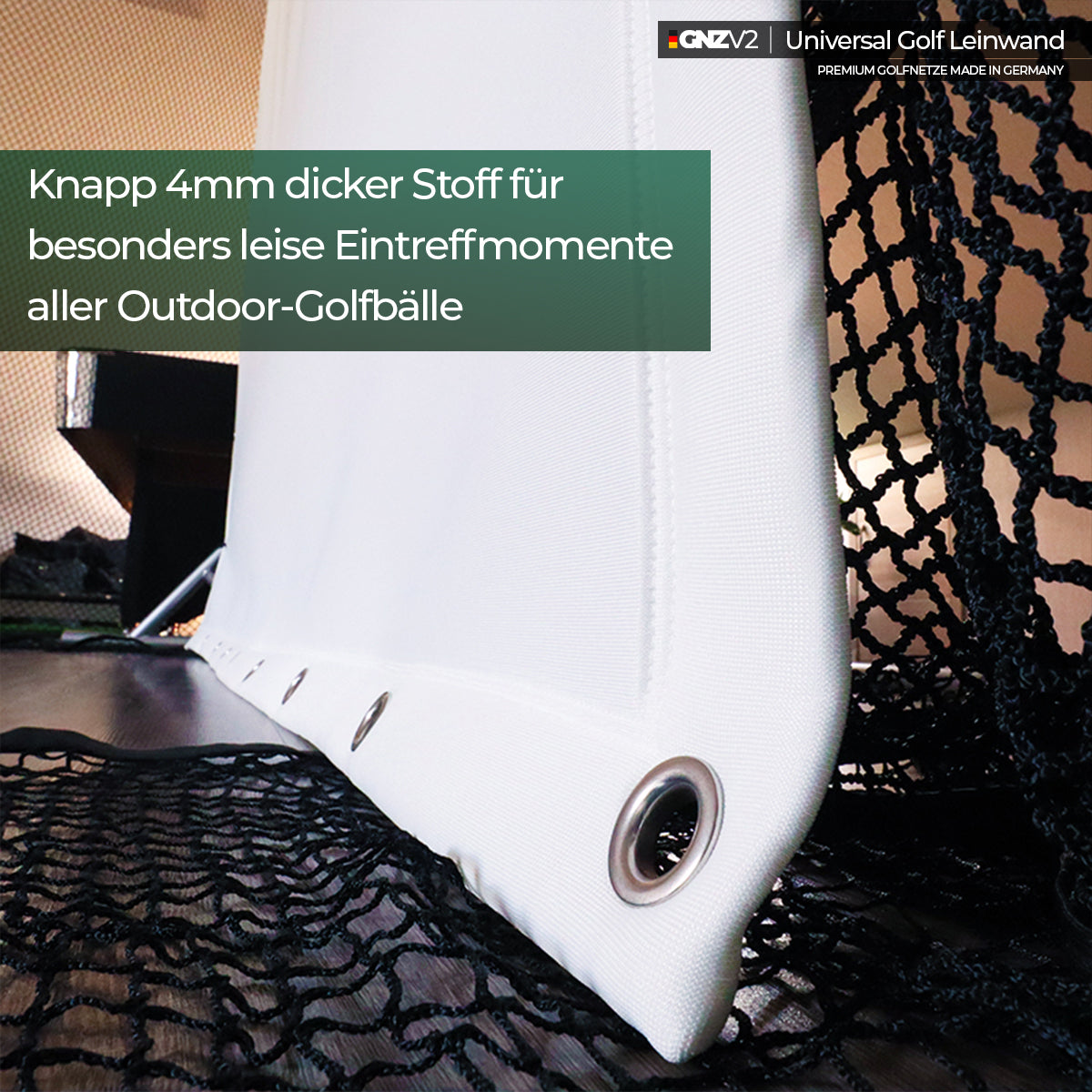 GNZV2 Golfnetz Driving Range | Modell L | Inkl. Abschlagmatte Klein und Universal Golf Leinwand