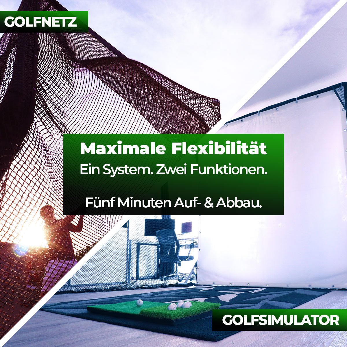 Golf Simulator L (ohne Launch Monitor/Beamer) | H2,1m x B2,4m x T1,0m